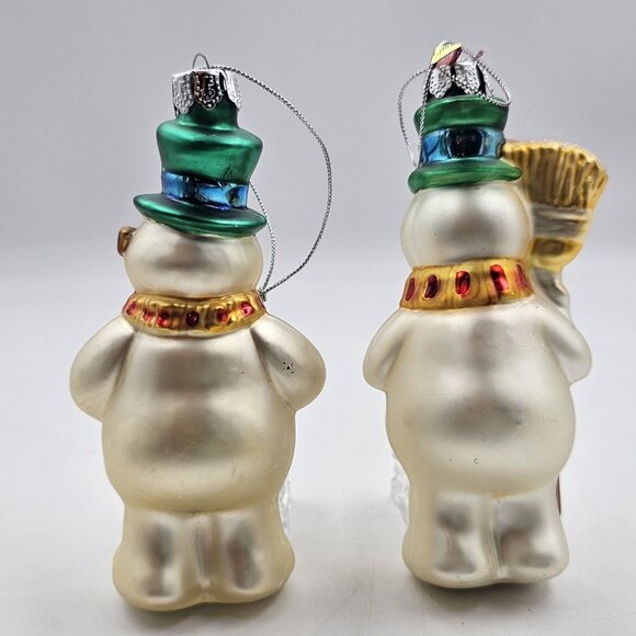Vintage Frosty The Snowman Blown Glass Christmas Tree Ornaments Lot of 2 5 in - Picture 2 of 10